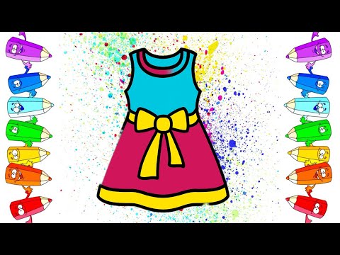 Видео: DRESS How to draw and color easy | Drawing for kids | Art painting ideas | Раскраска Платье
