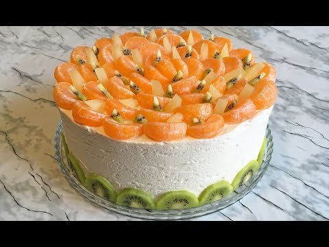 Видео: Легкий Бисквитно-Фруктовый Торт Очень Вкусно и Красиво!!! / Праздничный Торт / Fruit Cake