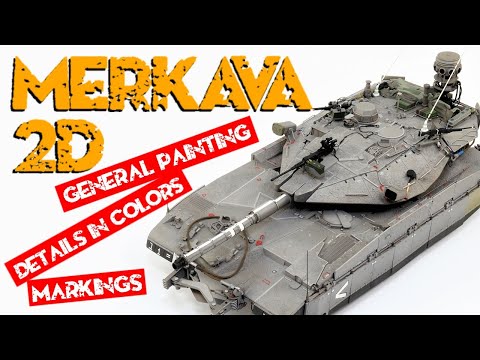 Видео: Общая покраска, детали в цвете + нарисованные вручную опознавательные знаки, израильский танк Mer...