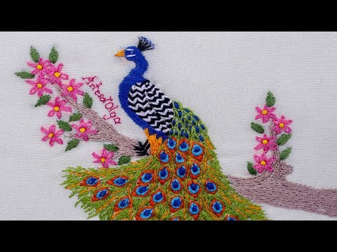 Видео: Ручная вышивка: Павлин | Ручная вышивка: Павлин | Artesd'Olga