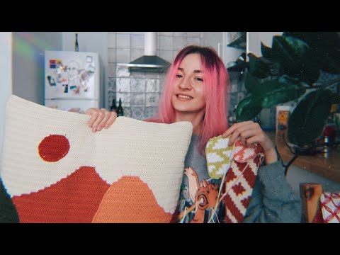 Видео: Что связала / вяжу 🔥 интарсия крючком ✨ жаккард крючком 🌎 вышивка