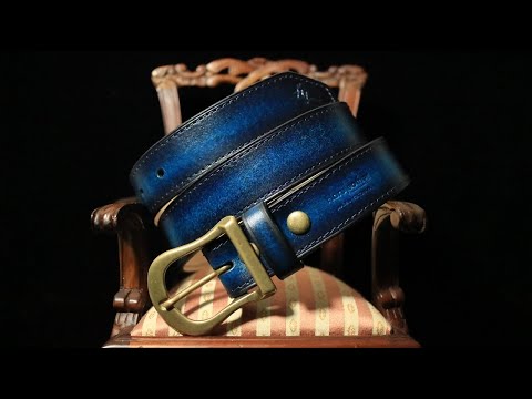 Видео: Кожаный ремень ручной окраски №3