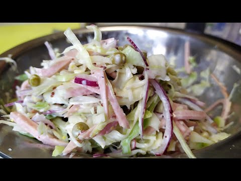 Видео: Очень вкусный салат из капусты с колбасой. #салатизкапусты @kuliinar