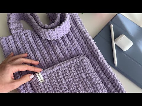 Видео: Демисезонная уютная сумка крючком 😍 Крутой шоппер с накладным карманом из плюшевой пряжи