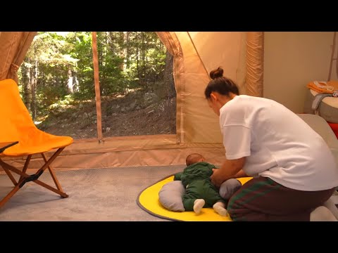 Видео: НАШ ПЕРВЫЙ ЛЕСНОЙ ЛАГЕРЬ С НОВОРОЖДЕННЫМ МАЛЫШОМ В НАДУВНОЙ ПАЛАТКЕ