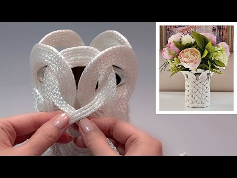 Видео: DIY👍Придумала необычное плетение косичек🌼и сделала красивый вазон для цветов.