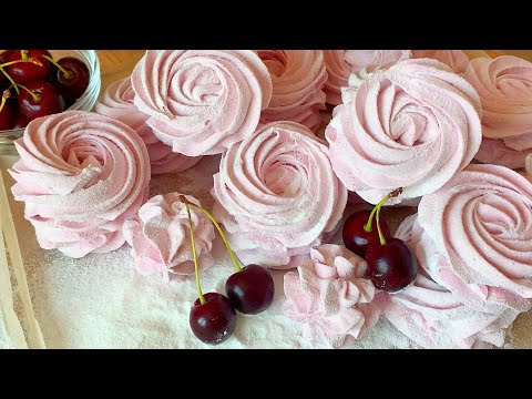 Видео: Чистый Вишневый Зефир без уваривания // Russian Cherry Marshmallow How to make
