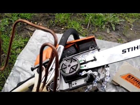 Видео: Китайская бензопила. Установка оригинальной шины и цепи от STIHL