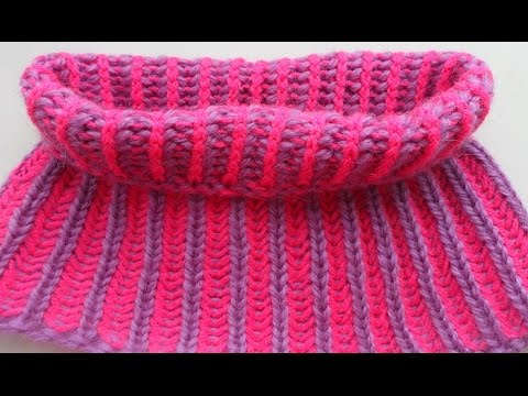 Видео: Детский розовый снуд- воротник (knitting for children) (baby#5)