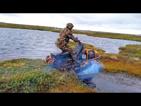 Видео: От Вижаса до Омы 30+30 км летом  на снегоходе буран.НАО