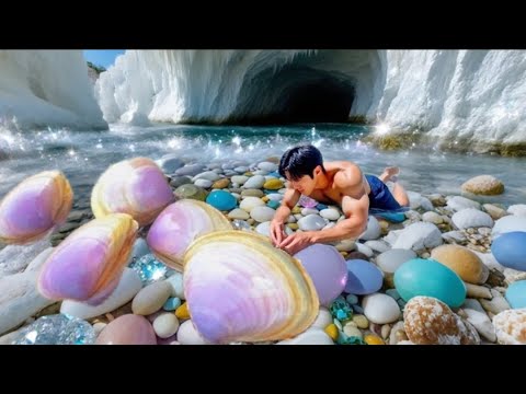 Видео: Благородные фиолетовые жемчужные устрицы. Хрустальные шары и агаты по всему пляжу.