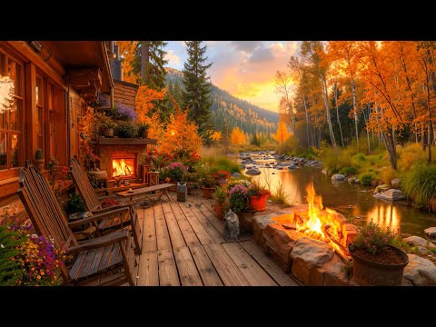 Видео: Утро в осенней лесной хижине у реки 🍂 | Тёплый камин и пение птиц для сосредоточенности и уюта