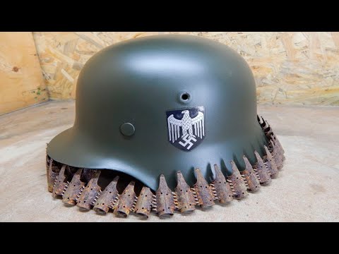 Видео: Реставрация каски М-42,найденой на передовых позициях вермахта.Restoration of the German M42 helmet