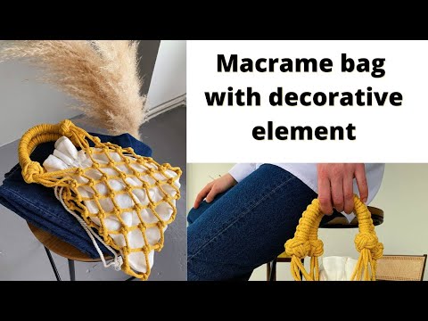 Видео: Авоська узлом "Крест" с декоративным элементом