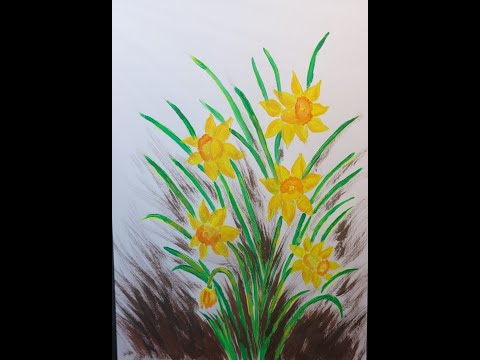 Видео: Простая роспись цветов акрилом 🌼🎨