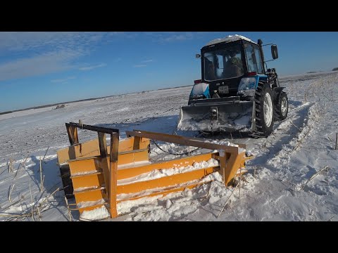 Видео: Пашем снег. В снежном плену МТЗ и Touareg! #АгроАтом #мтз #снегозадержание