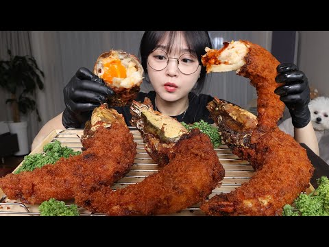 Видео: Гигантские жареные креветки🦐Mukbang ASMR