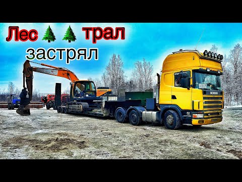 Видео: Буксую в лесах Заполярья | В крутой подъём с экскаватором |