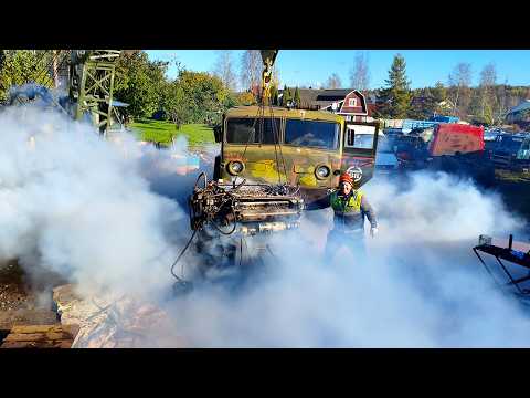 Видео: Дизель 525 сил с хранения / Первый запуск танкового V12