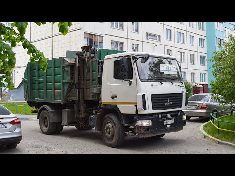 Видео: Мусоровоз МКМ-3403 (МК-3451-03) на шасси МАЗ-5340B2 (В 571 ХХ 22) / Garbage truck MAZ-5340B2.