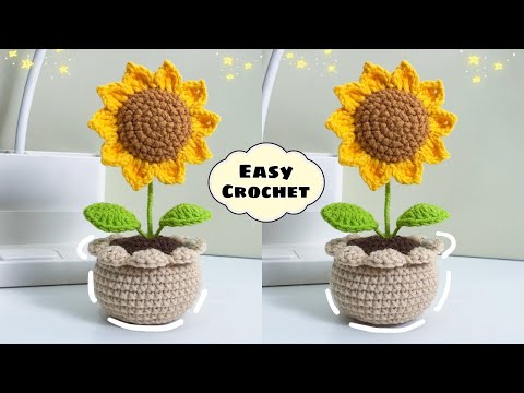 Видео: 🌻 Вязаный крючком цветочный горшок 🌻 Как связать крючком горшок с подсолнухом для начинающих | По...