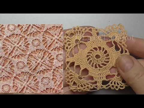Видео: Невероятно красивое Кружевное полотно из квадратных мотивов крючком