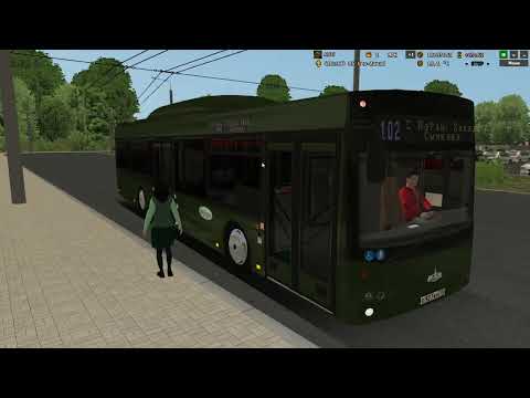 Видео: OMSI2, карта Новобобруйск, маршрут 102, автобус  МАЗ 203.177 c информатором
