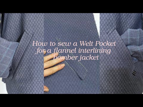 Видео: Прорезной карман в листочку на куртке-бомвер продублированной фланелью