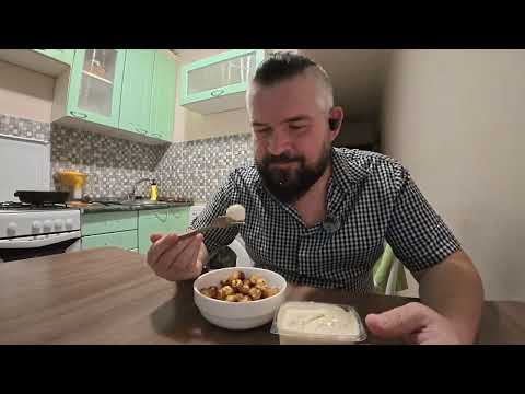 Видео: Хрустящие пельмени с чесноком и сметаной. На сковороде. 