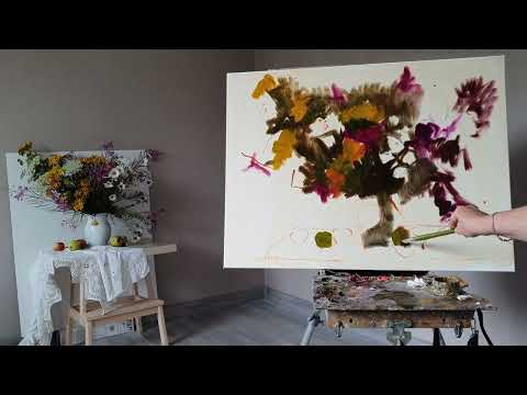 Видео: ПОЛЕВЫЕ ЦВЕТЫ. РАБОТА НАД БОЛЬШОЙ КАРТИНОЙ