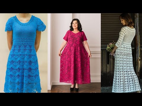 Видео: Вяжем нарядные платья для полных .Ажурные летние платья крючком.