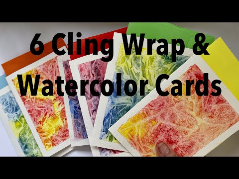 Видео: Причудливая акварельная магия: 6 самодельных открыток в технике пищевой плёнки! 🌟