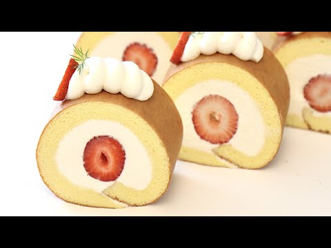 Видео: мягкий и пушистый !! клубничный швейцарский рулет