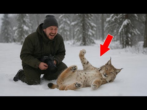 Видео: Он просто хотел сфотографировать рысь... Но её реакция повергла его в ШОК!