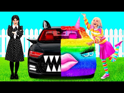 Видео: Радужная машина vs Черная машина Челлендж | Смешные Cитуации от Fun Challenge
