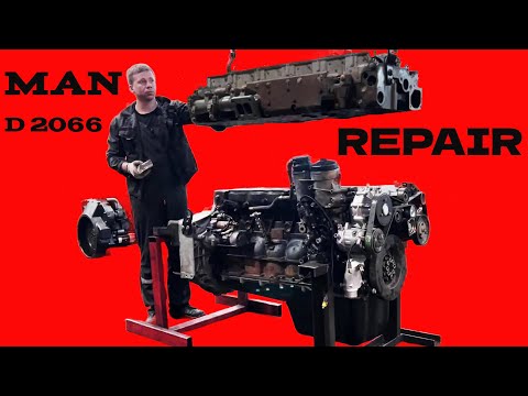Видео: MAN TGS D 2066 сборка ДВС