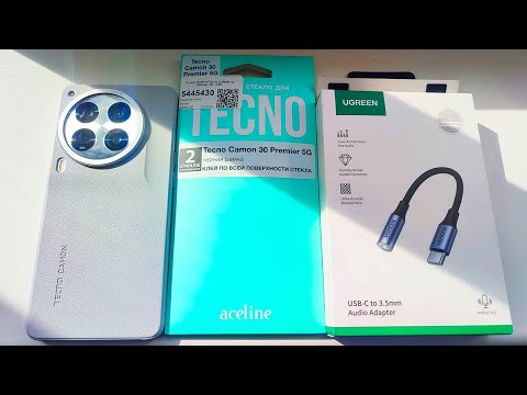 Видео: Стекло Aceline для Tecno CAMON 30 Premier 5G и переходник Ugreen USB Type-C - 3.5 mm jack из DNS