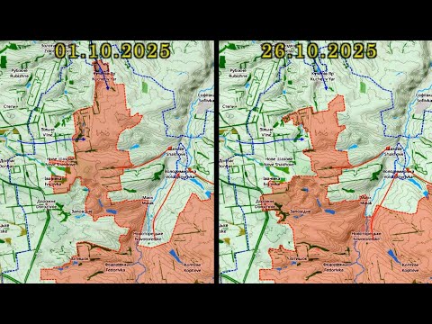 Видео: Карта боевых действий. Изменение линии фронта у Кучеров Яра с 1 по 26 октября 2025 года