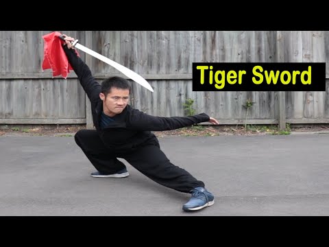 Видео: Тренировка по владению мечом тигра в стиле Шаолиньского кунг-фу ушу, сессия 2