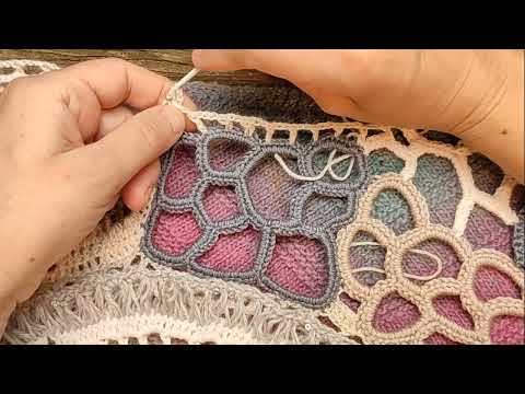 Видео: Вязаная сетка крючком воздушными петлями Фриформ крючком