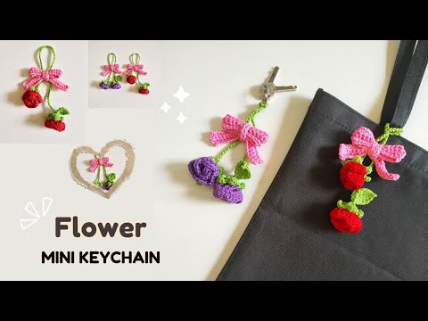 Видео: Брелок для ключей крючком, последний цветок розы (подзаголовок)