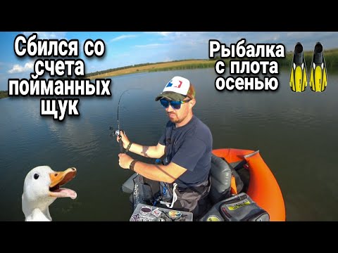 Видео: Сбился со счета пойманных щук! Рыбалка с плота осенью