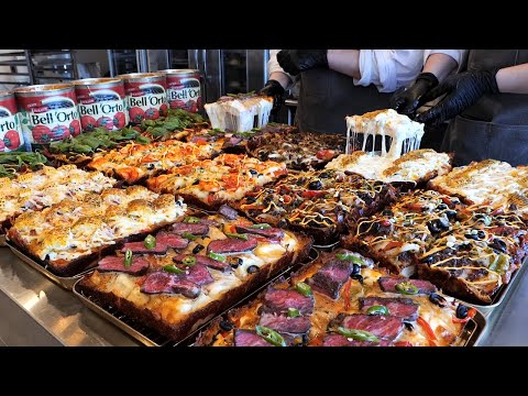 Видео: квадратная пицца в американском стиле - ресторан корейской западной кухни