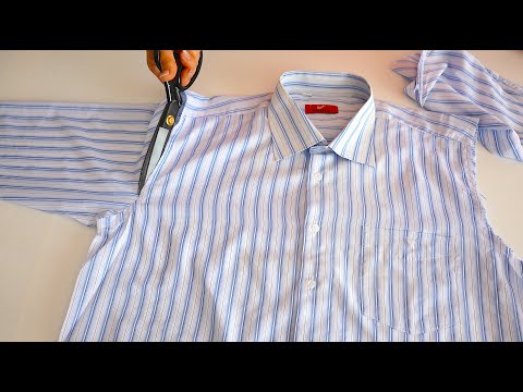Видео: Неожиданная идея из старых рубашек. Отрезаю рукава и шью из них стильные вещи
