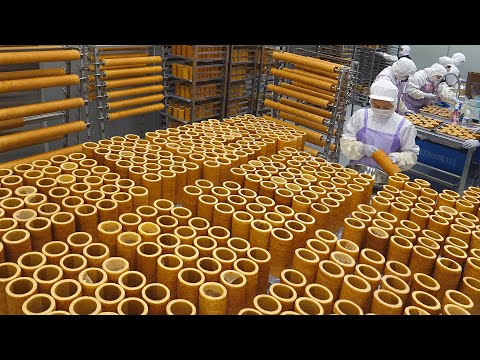 Видео: Массовое производство! Choco Baumkuchen / Food Factory