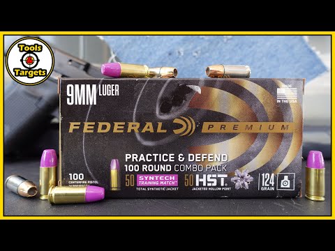 Видео: ИДЕАЛЬНЫЙ фиолетовый партнер? ... 9MM Federal Premium HST и Syntech Practice & Defend AMMO Test!