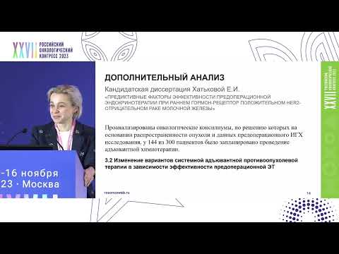 Видео: Тестовая гормонотерапия для определения выбора адъювантной терапии при HR+/HER2- РМЖ