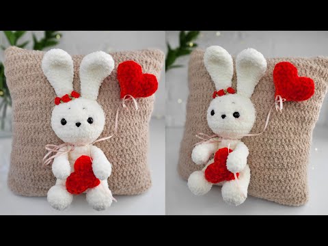 Видео: МК ПОДУШКА крючком С 3Д ЗАЙКОЙ ❤️  #подушкакрючком