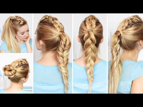 Видео: Причёски с высоким хвостом на праздники, Новый Год, быстро и легко,  для средних/длинных волос