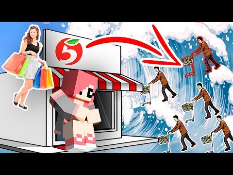 Видео: ЦУНАМИ ИЗ ПОКУПАТЕЛЕЙ ПРОТИВ МАГАЗИНА В МАЙНКРАФТ